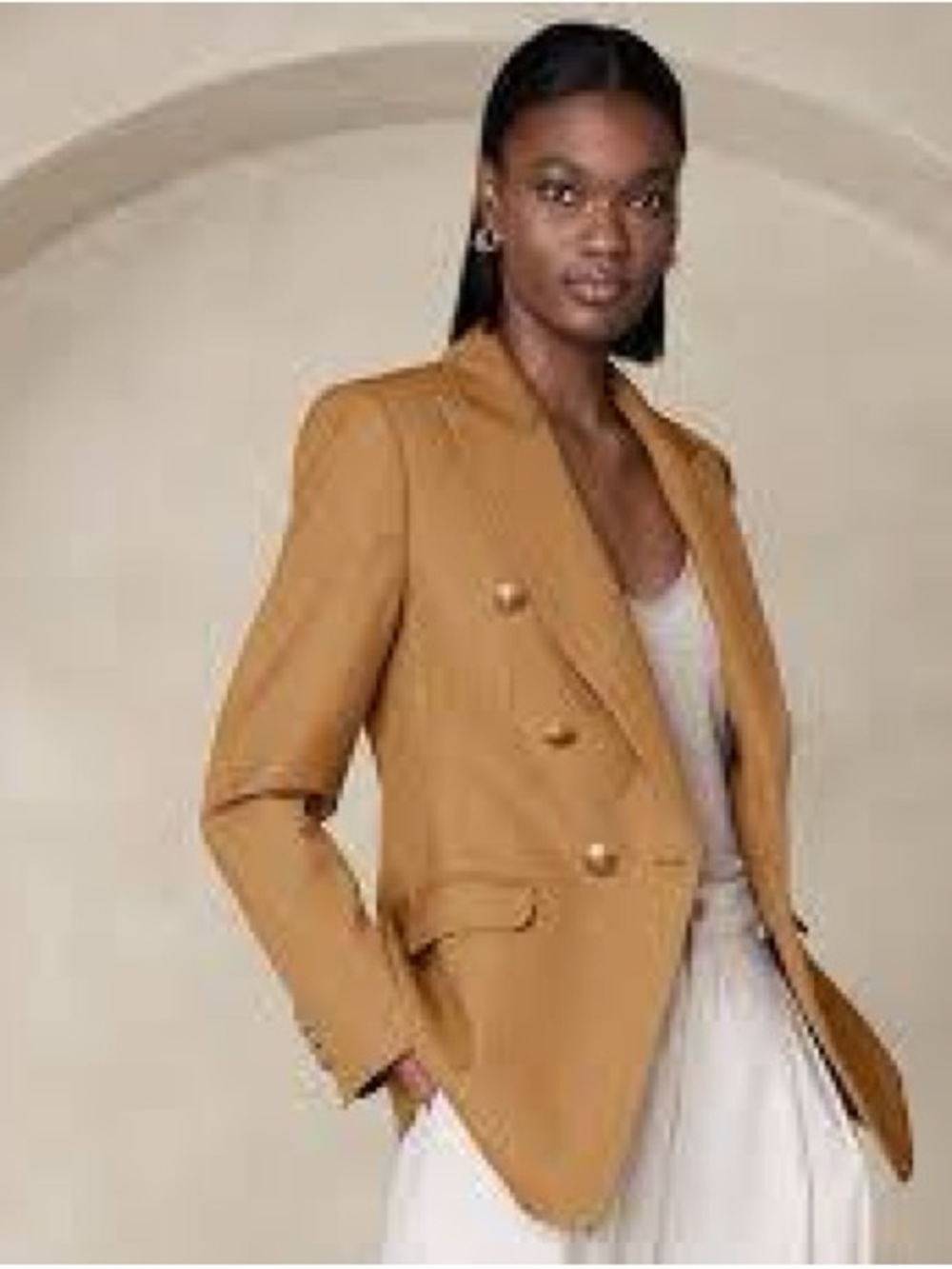 Banana Republic Camel Double-Breasted Blazer